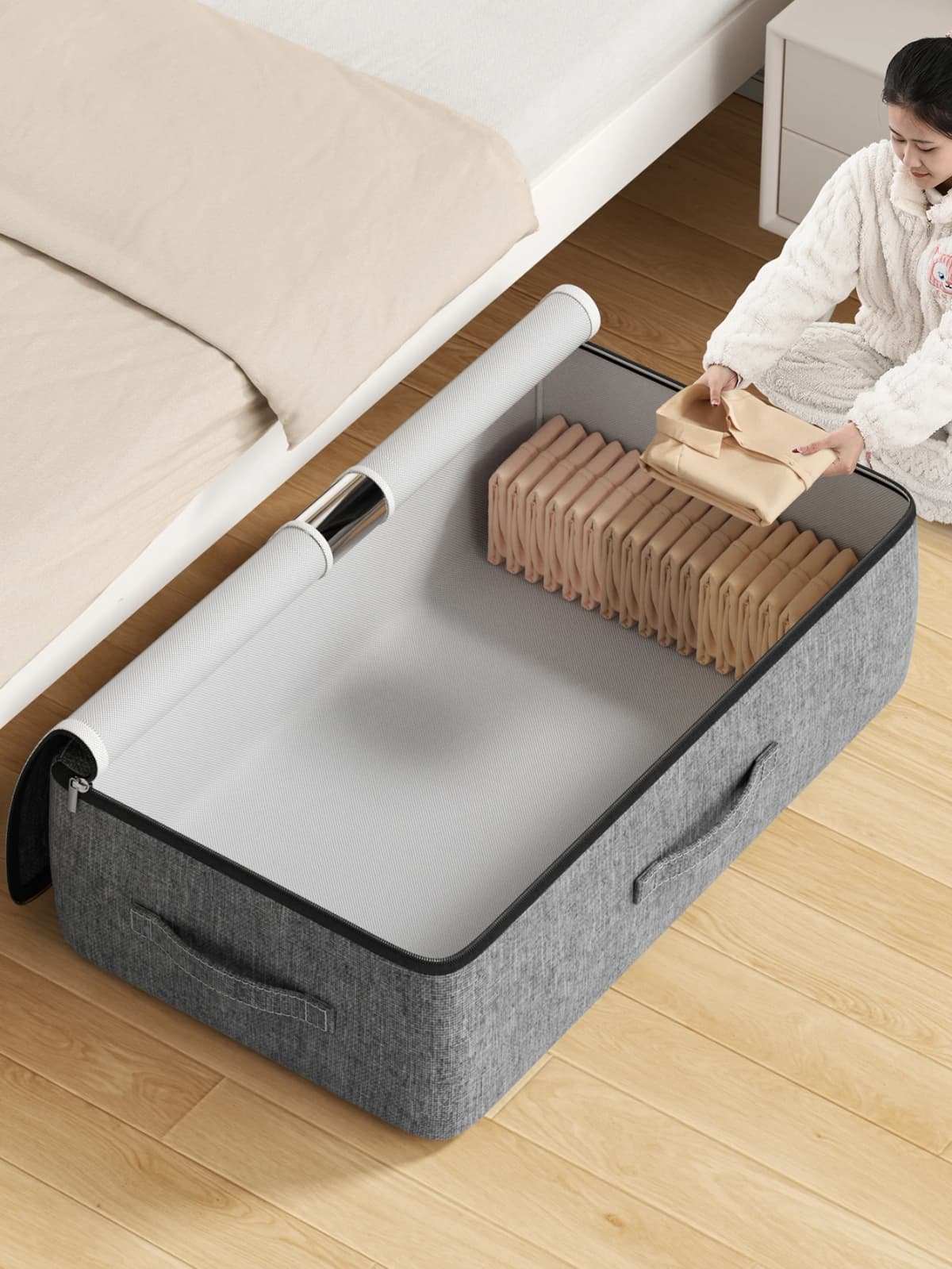 Extra-large capacity underbed clothing storage bag Quilt blanket storage bag Foldable pants coat storage bag Wardrobe organizer