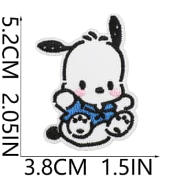Anime White Dog Patches for Clothing Kawaii Embroidered Patches on Clothes Stickers DIY Ironing Appliques Jacket Jeans Stripes