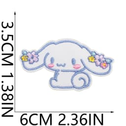 Anime White Dog Patches for Clothing Kawaii Embroidered Patches on Clothes Stickers DIY Ironing Appliques Jacket Jeans Stripes