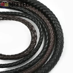 5Meters PU Leather Braided Cord 3-10mm Round Rope DIY Jewelry Making Keychain Bracelet Craft Supplies Black Coffee Macrame