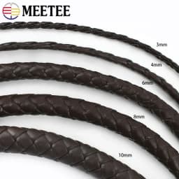 5Meters PU Leather Braided Cord 3-10mm Round Rope DIY Jewelry Making Keychain Bracelet Craft Supplies Black Coffee Macrame