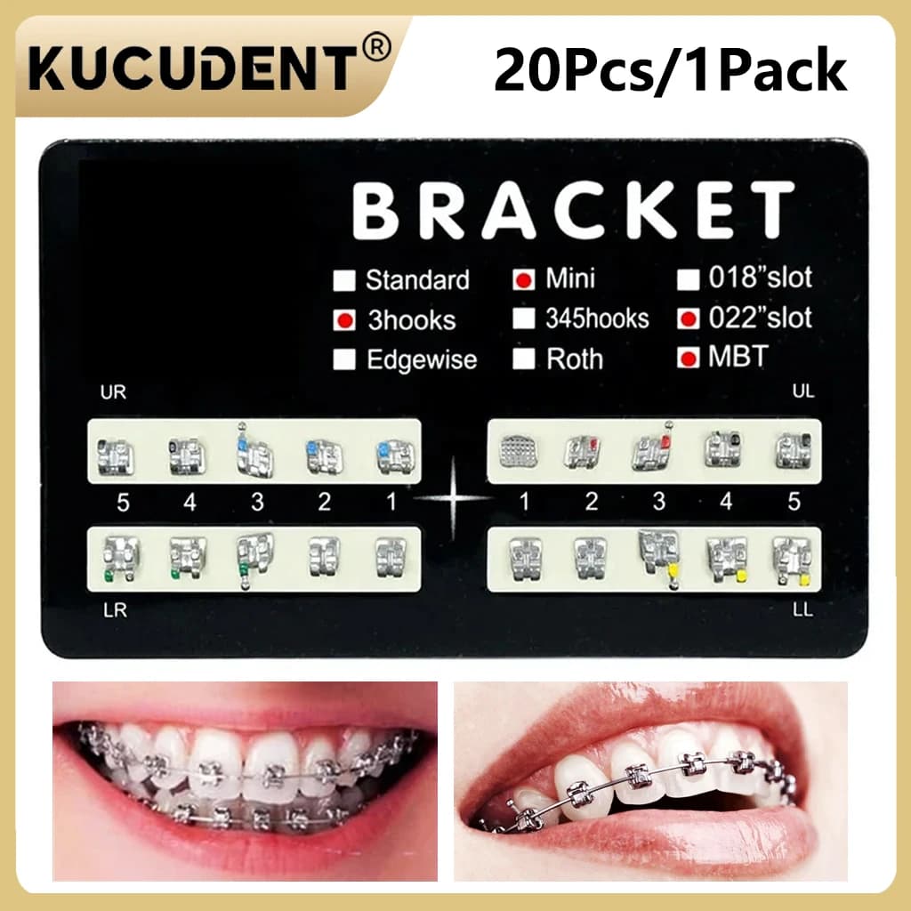 20Pcs/1Pack Dental Orthodontic Brackets Brace Roth/MBT 022 345 Hooks Metal Monoblock Brackets Dentist Treatment Ortho Materials