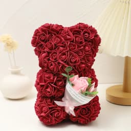Foam Rose Teddy Bear Carry Bouquet. Ideal for Weddings, Mother's Day, Thank You to Nurses/Teachers or Other Celebrations!