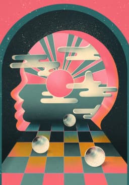 Abstract Futurism Wall Art Dark Colorful Character Geometry Canvas Print Trendy Retro Poster for Living Room Home Decor Gift