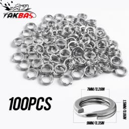 100PCS Fishing Split Rings Stainless Steel Lure Rings Flattened Hyber Split Rings for Fishing Lures Solid Snap Rings Saltwater