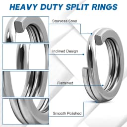 100PCS Fishing Split Rings Stainless Steel Lure Rings Flattened Hyber Split Rings for Fishing Lures Solid Snap Rings Saltwater