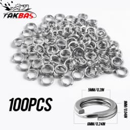 100PCS Fishing Split Rings Stainless Steel Lure Rings Flattened Hyber Split Rings for Fishing Lures Solid Snap Rings Saltwater