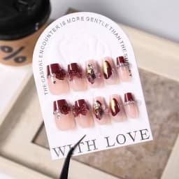 24Pcs Pink Leopard Print Short Square Press on Nails French Bow Wearable False Nails Full Cover Removable Manicure Diy Nail Tips