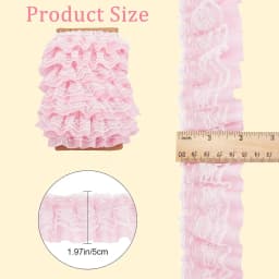 2 Yards Lace Fabric Black White Pink Fold Wave Embroidery Trim DIY Wedding Dress Party Decoration Sew On Applique Crafts