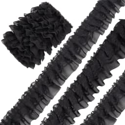 2 Yards Lace Fabric Black White Pink Fold Wave Embroidery Trim DIY Wedding Dress Party Decoration Sew On Applique Crafts
