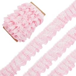2 Yards Lace Fabric Black White Pink Fold Wave Embroidery Trim DIY Wedding Dress Party Decoration Sew On Applique Crafts