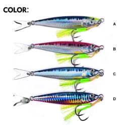 PROBEROS 1/4 PCS Slow Sinking Metal Jig Fishing Lures - 3D Printed Hard Bait with Treble Hooks & Willow Blades
