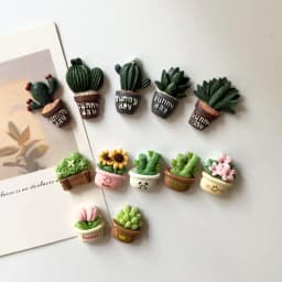 Mini Cactus Potted Plant Resin Fridge Magnet Home Decoration Magnet Photo Fixing Magnet