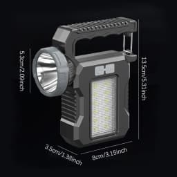Solar Portable Powerful Rechargeable Flashlight Searchlight With COB Work Light Lantern Outdoor Camping Lamp Hiking Fishing Emer