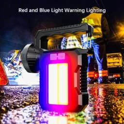 Solar Portable Powerful Rechargeable Flashlight Searchlight With COB Work Light Lantern Outdoor Camping Lamp Hiking Fishing Emer