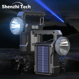 Solar Portable Powerful Rechargeable Flashlight Searchlight With COB Work Light Lantern Outdoor Camping Lamp Hiking Fishing Emer