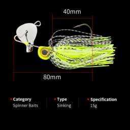 Fishing lure metal bait 15g 0.53OZ spinner bait Big Blade Jig wobbler Fishing lure for bass pike