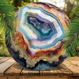 8in 2D Flat Wooden Colored Agate Round Plaque Art Piece Suitable Home Bedroom Wall Hanging Photo Props Background Decoration