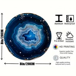 8in 2D Flat Wooden Colored Agate Round Plaque Art Piece Suitable Home Bedroom Wall Hanging Photo Props Background Decoration