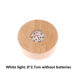 Battery Operated 8/10cm Round Wooden LED Light Dispaly Base Stand Holder able Night Lamp Base Crystal Glass Resin Art Ornaments