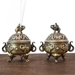 Elephant Lucky Incense Burner Metal Lotus Incense Burner Bowl Incense Holder With Handle Yoga Meditation Home Decor AncientStyle