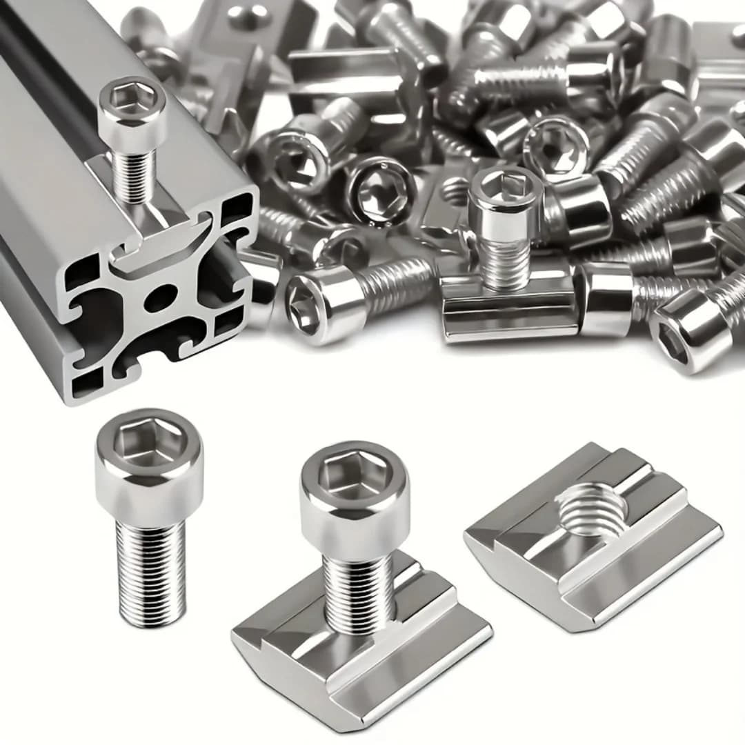 50 Pieces 25 Sets Stainless Steel M8 T-Slot Nut Set Slider Nut Industrial Aluminum Profile Accessories Spring Clip