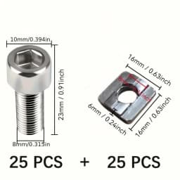 50 Pieces 25 Sets Stainless Steel M8 T-Slot Nut Set Slider Nut Industrial Aluminum Profile Accessories Spring Clip