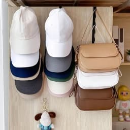 Wall-mounted Hat Storage Rack Iron Storage Hanger with 6 Hooks Portable Multi-functional Wardrobe Storage Hanger Door Hat Holder