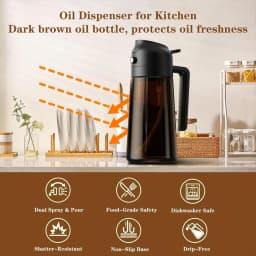 2-in-1 Glass Oil Dispenser & Sprayer - 16oz/470ml Leakproof Olive Oil Sprayer Bottle for Cooking, Air Fryer, BBQ, Baking, Salad