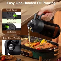 2-in-1 Glass Oil Dispenser & Sprayer - 16oz/470ml Leakproof Olive Oil Sprayer Bottle for Cooking, Air Fryer, BBQ, Baking, Salad