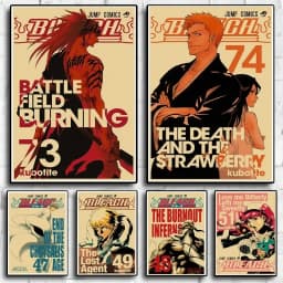 Anime Figure Bleach Poster Aesthetic Gigante Home Decoration Retro Manga Canvas Painting For Wall Art Mural Kawaii Room Decor