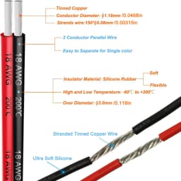 8-10-12-14-16-18-20-22-24-26-28-30 Gauge Electrical Wire 5meter 2 Conductors Parallel Wire Red Black Silicone Tinned Copper Wire