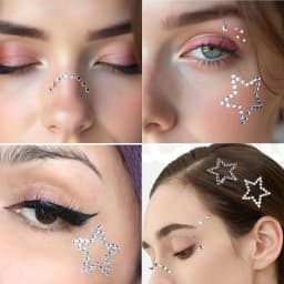 5D Clear Star Self Adhesive Face Gem Stickers Temporary Tattoo Shiny Hollow Star Hair/Face/Body Gems Jewels Craft DIY Decoration