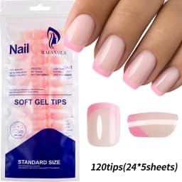 120Pcs Medium French Almond Press on nails White Edge False Nail Extensions Full Cover Acrylic Wearable Stiletto Fake Nail Tips
