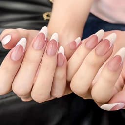 120Pcs Medium French Almond Press on nails White Edge False Nail Extensions Full Cover Acrylic Wearable Stiletto Fake Nail Tips