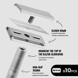 Double Edge Safety Razor with 5 Spare Blades 30° Angled Precision Reusable Single Blade Razors for Men and Women