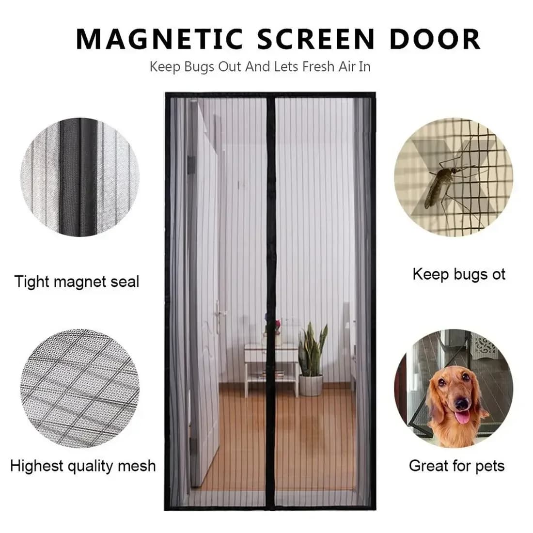 Magnetic Mosquito Net Door Curtain - Auto Closing, Summer Insect Proof for Living Room & Bedroom