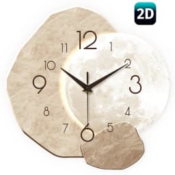 Modern Simple Silent Wall Clock, Moon Design - Quartz Movement, Wooden Material, for Bedroom, Living Room or Office Decoration
