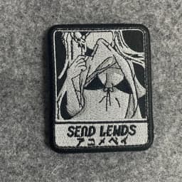 "Send Lewds" Tactical Patch Anime Girls Hook&Loop Embroidery Patches Military Armband Backpack Vest Sticker