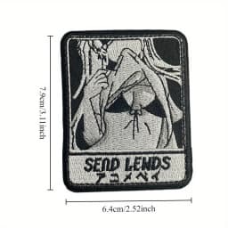 "Send Lewds" Tactical Patch Anime Girls Hook&Loop Embroidery Patches Military Armband Backpack Vest Sticker