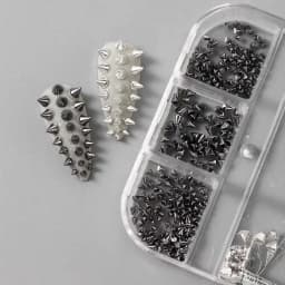 6Grids 3D Mini Punk Metal Nail Studs 1/2/3mm Mix Size Silver Black Nail Art Charms Alloy Rivets Stick Cone DIY Crafts Decoration