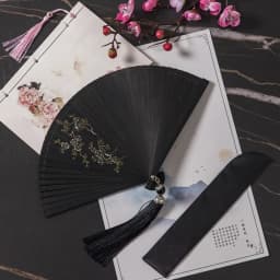 Chinese Style Japanese Classical Folding Fan Black Portable Women's Folding Fan Exquisite Ancient Style Bamboo Fan
