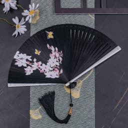 Chinese Style Japanese Classical Folding Fan Black Portable Women's Folding Fan Exquisite Ancient Style Bamboo Fan