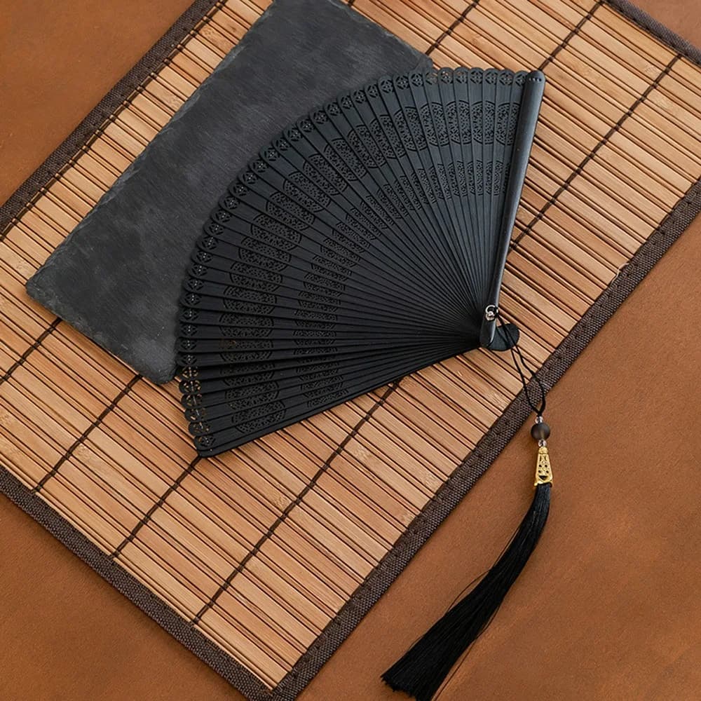 Chinese Style Japanese Classical Folding Fan Black Portable Women's Folding Fan Exquisite Ancient Style Bamboo Fan