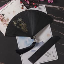 Chinese Style Japanese Classical Folding Fan Black Portable Women's Folding Fan Exquisite Ancient Style Bamboo Fan