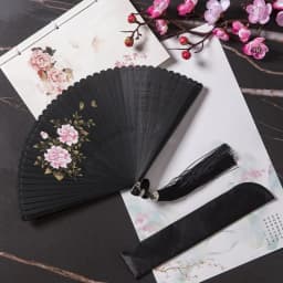 Chinese Style Japanese Classical Folding Fan Black Portable Women's Folding Fan Exquisite Ancient Style Bamboo Fan