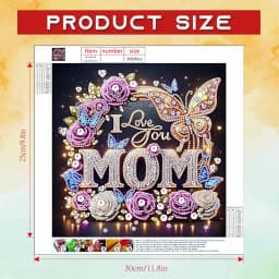 DIY Diamond Painting Kit, "I Love Your Mother" - a blooming crystal like flower with unique irregular and circular diamonds, acr