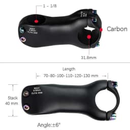 Elitaone Carbon Bicycle Stem 6 Degree 31.8mm MTB Road Bike Handlebar Compatible 70-130mm Length for Enhanced Cycling Experienc