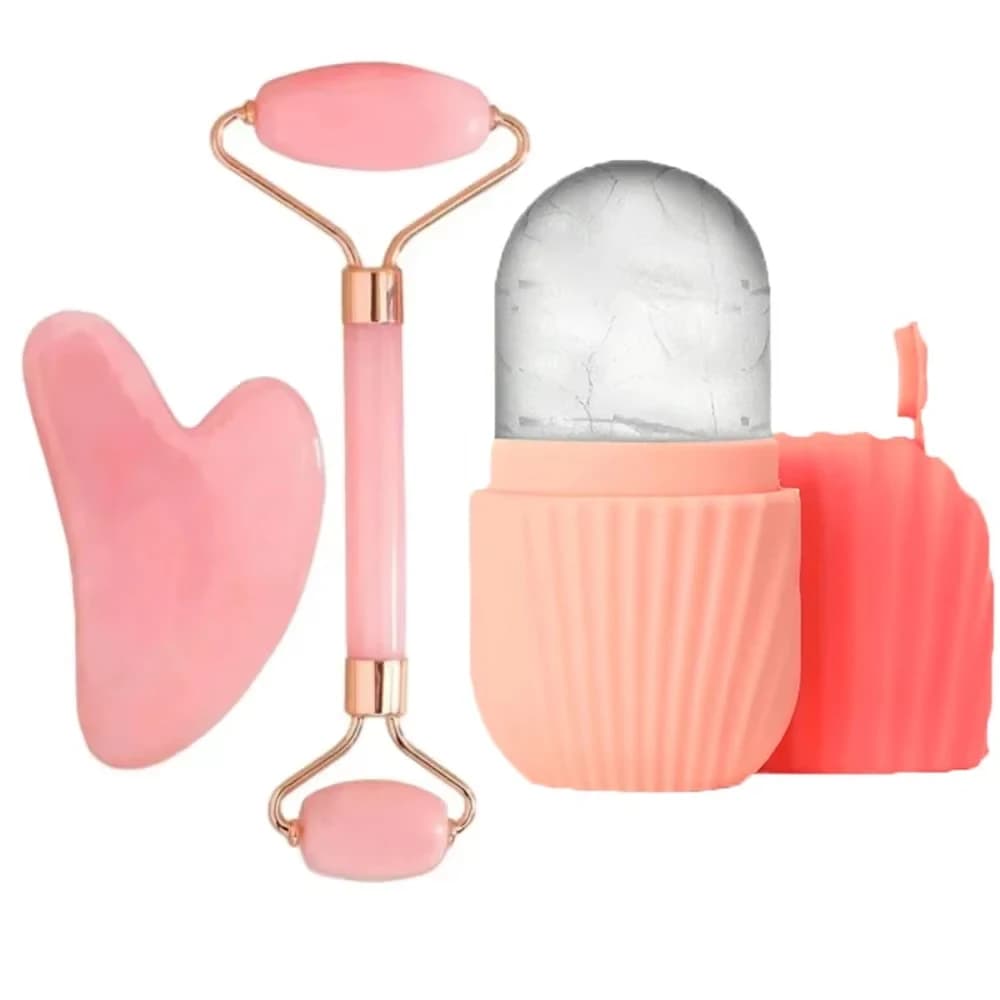 3Pcs Face Massager Kit Ice Face Roller Gua Sha Board Facial Massage Roller Face Lifting Contouring Tools Beauty Skin Care Tools