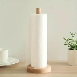 Bamboo Paper Towel Holder Wooden Dispenser Round Countertop Stand Kitchen Bathroom Organization Jewelry Accessories Storage Rack